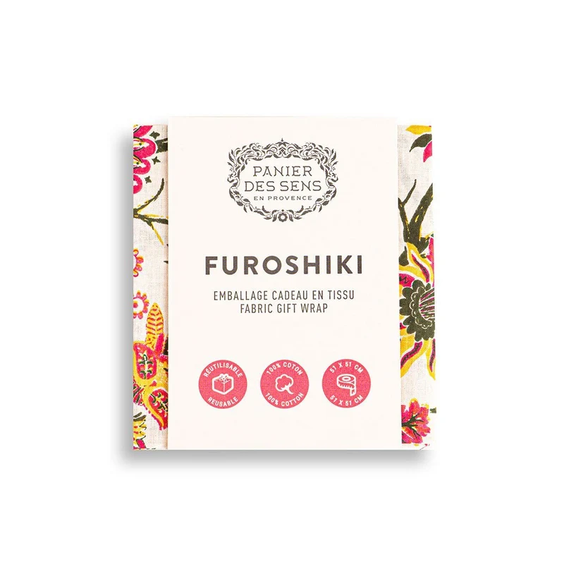 Emballage cadeau réutilisable Furoshiki - 100% coton avec fourreau 51x51 cm