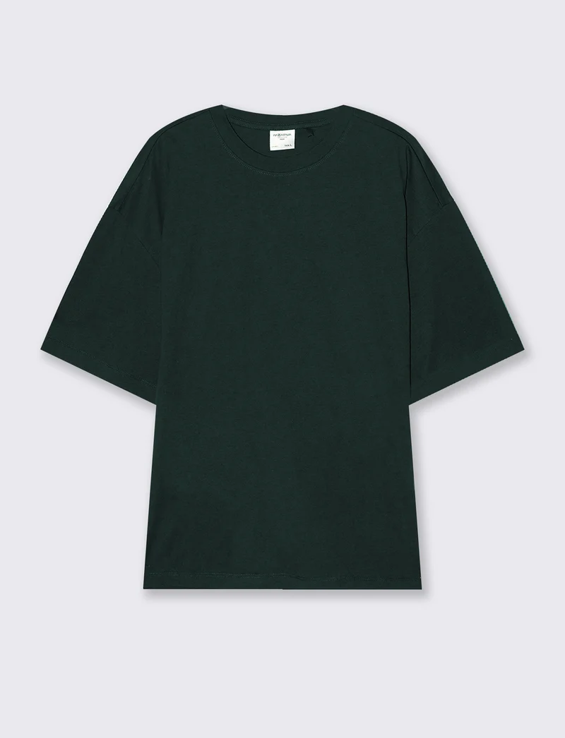T-SHIRT BASIC IN COTONE BOXY FIT - Verde scuro