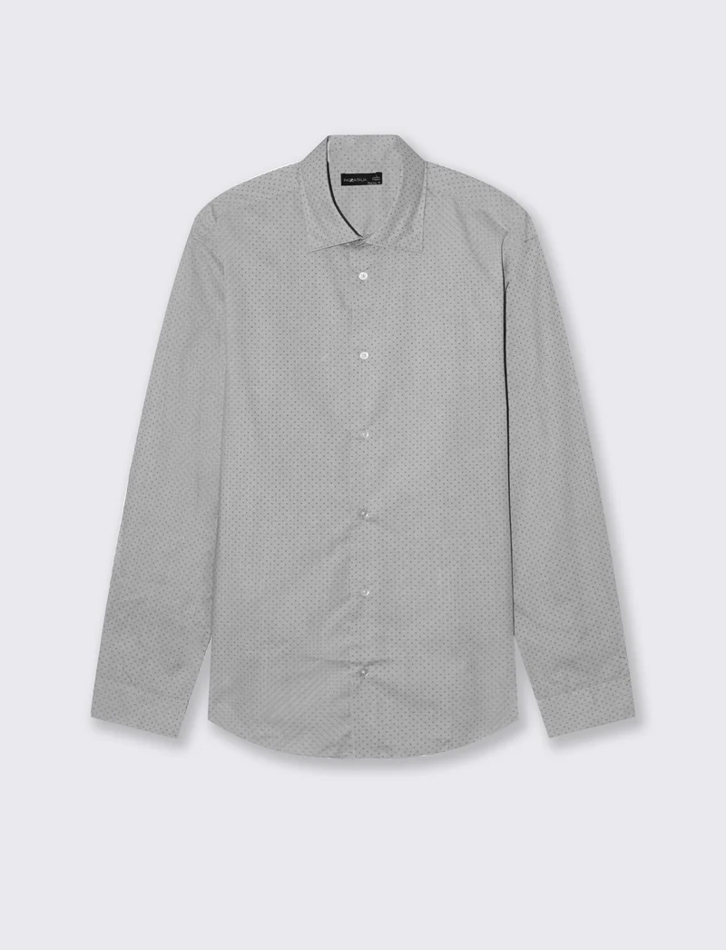 CAMICIA MICRO FANTASIA REGULAR FIT - Grigio