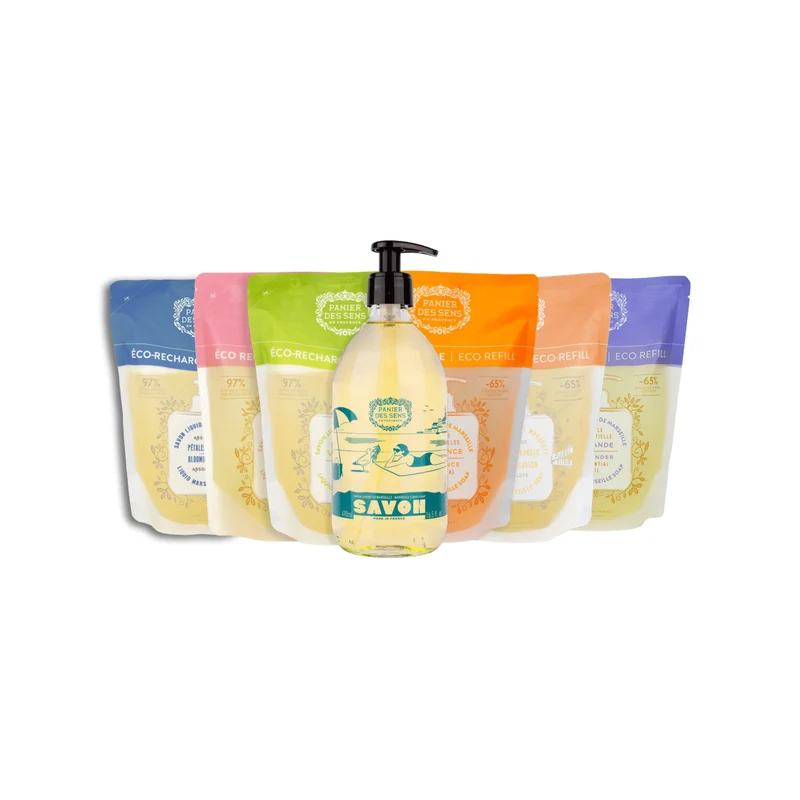 Savon Liquide de Marseille Olive Édition Limitée 25 Ans + 6 Recharges multi-senteurs