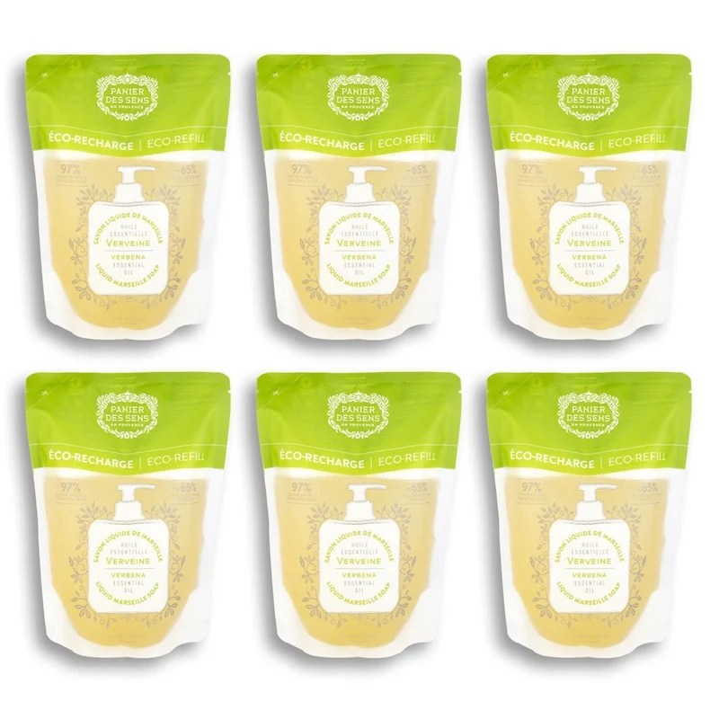 Pack de 6 recharges savon liquide de Marseille - Verveine Relaxante 6x500ml