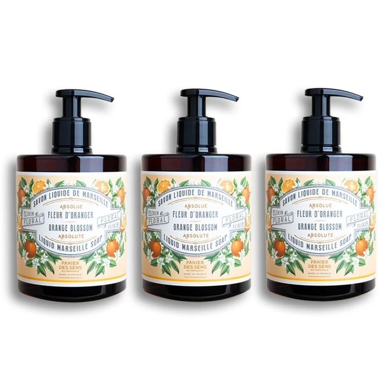 Pack de 3 savons de Marseille liquides | Fleur d’Oranger 3x 500ml