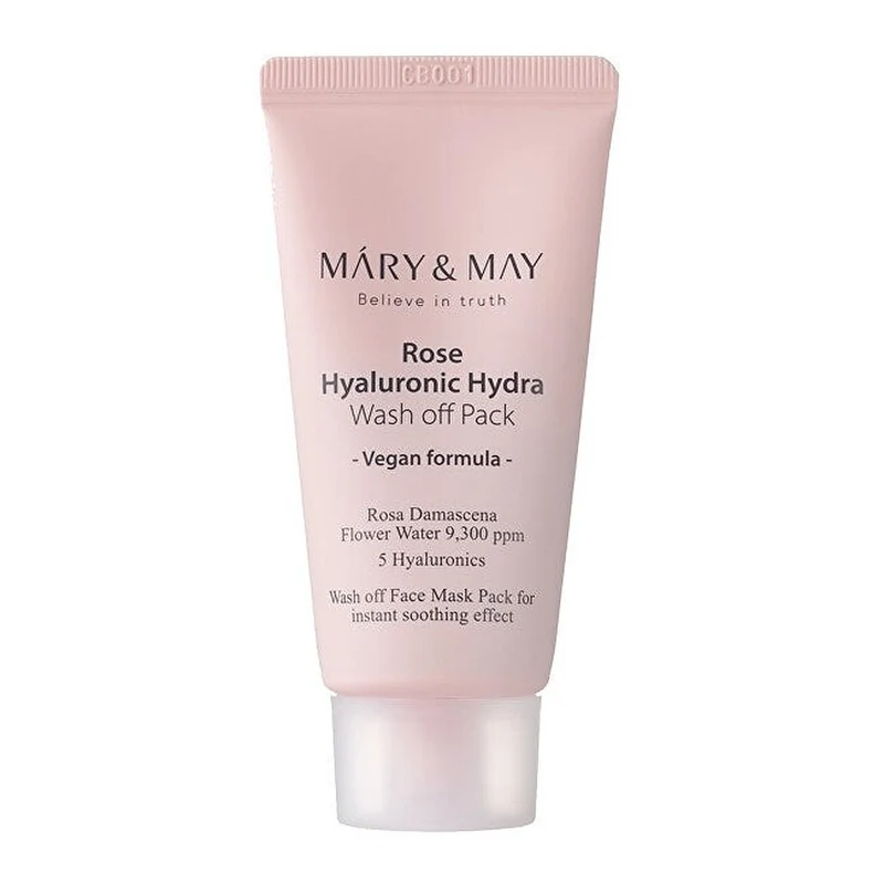 Mary&May Rose Acido Ialuronico Hydra Wash-off Pack Crema Maschera 30g — Maschera