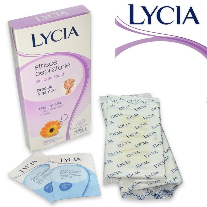 Lycia Strisce depilatorie corpo pelli sensibili braccia gambe 20 pezzi — Strisce depilatorie