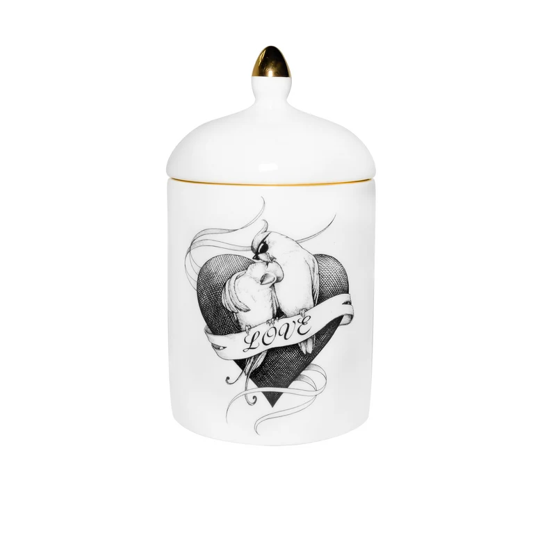 Loved Up Lovebirds Heart Cosy Candle