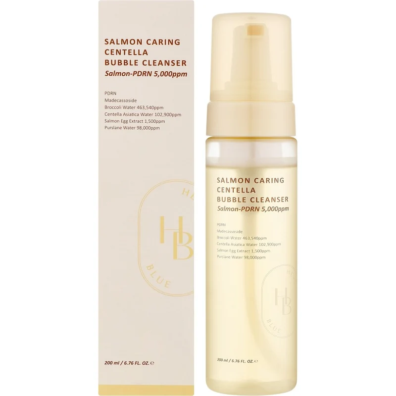 Heveblue Salmon Caring Centella Bubble Schiuma Detergente 200ml — Schiuma detergente