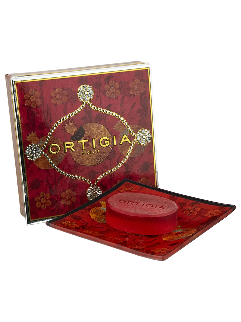 Melograno piattino vetro con sapone