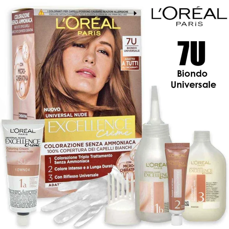 L'oréal paris Excellence Universal Nude Colorazione Permanente Senza Ammoniaca N.7U Biondo Universale — Tinta capelli