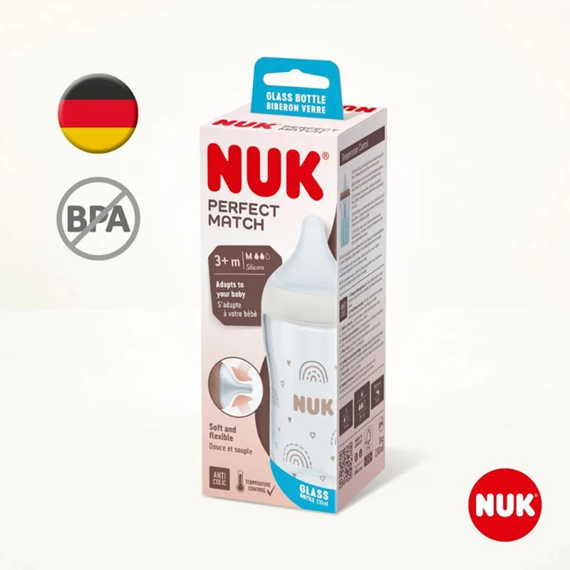 Nuk Perfect Bottiglia di Vetro per Bambini Match 230ml — Biberon vetro