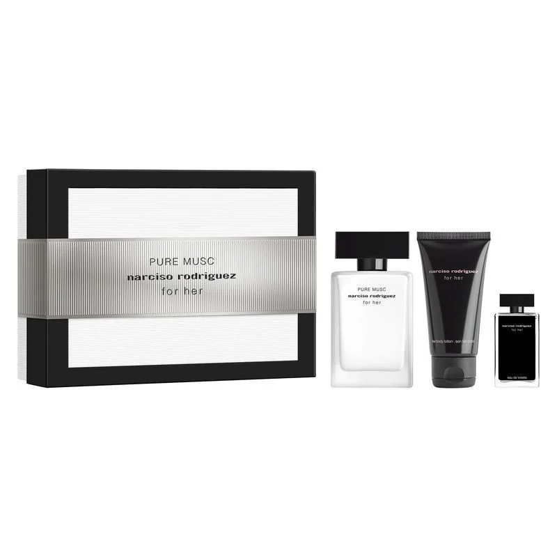 Narciso Rodriguez Set For Her Pure Musc Eau de Parfum 50ml con Lozione Corpo 50ml e Miniatura For Her Edt 7,5ml — Set fragranza