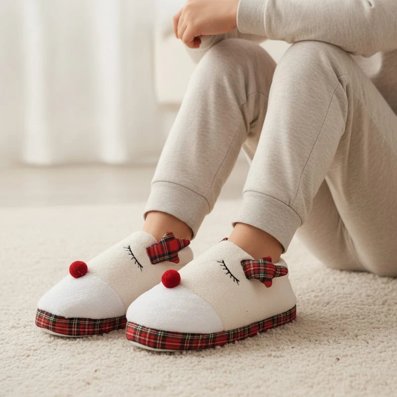 Pantofola natalizia da donna - Bianco