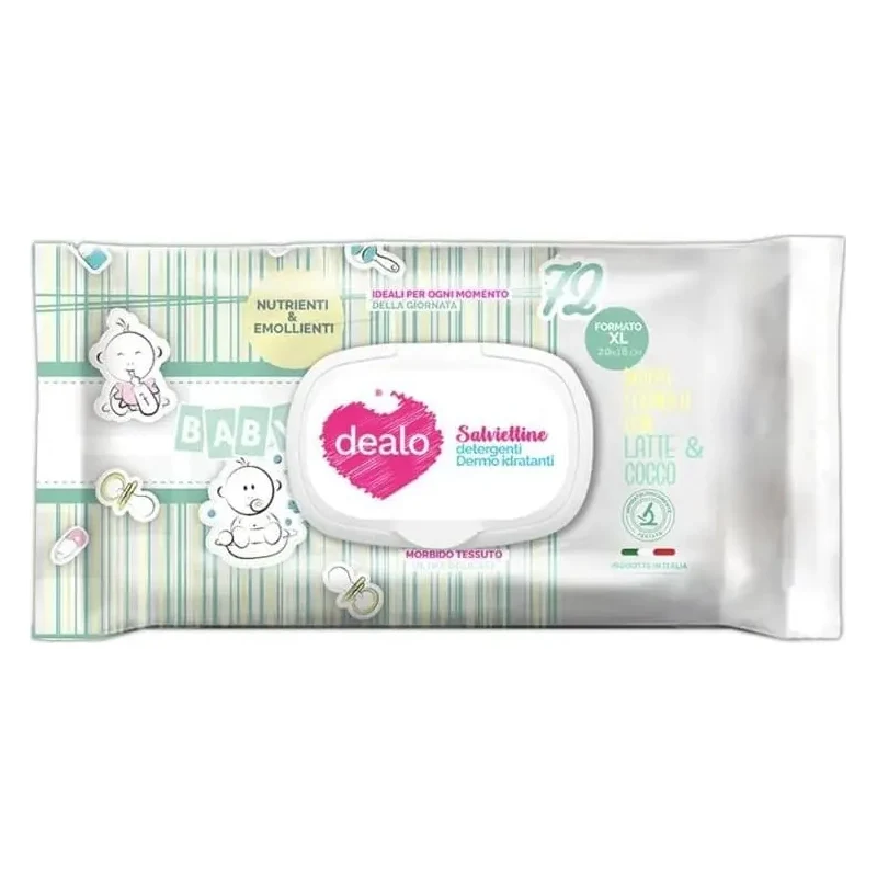 Dealo Salviette Igienizzanti XL Latte e Cocco 72 Pezzi — Salviette