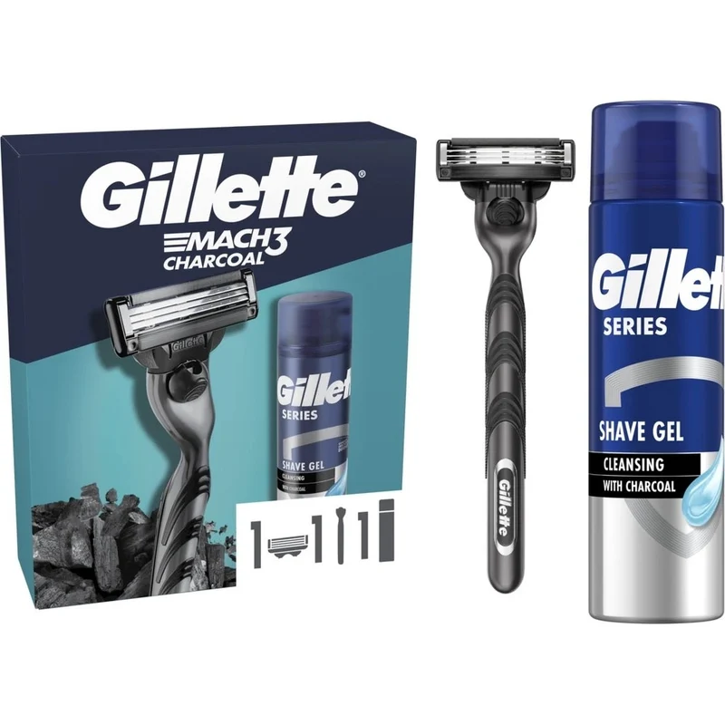 Gillette Set Cosmetico Mach3 Charcoal — Set rasatura
