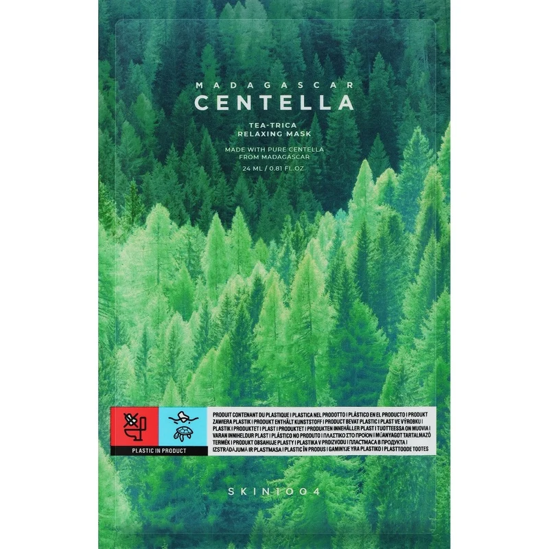 Skin1004 Madagascar Centella Tea-Trica Relaxing Maschera Tessuto Lenitiva 24ml — Maschera viso in tessuto