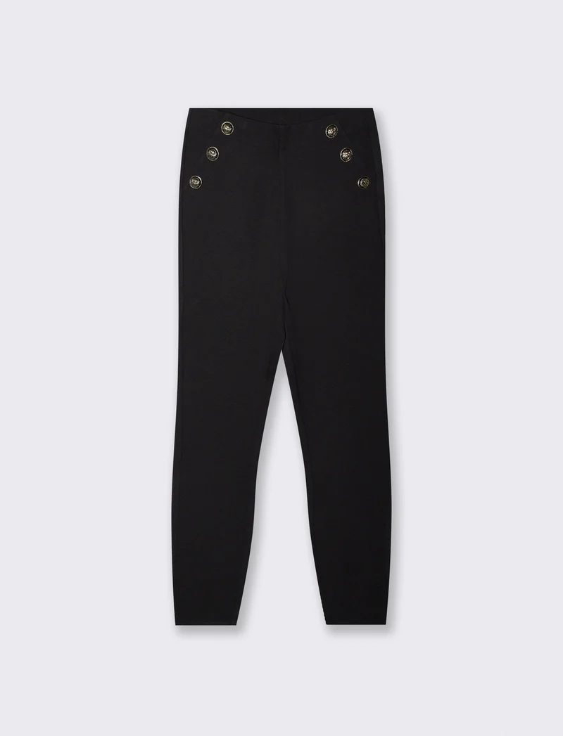 Fuseaux skinny con bottoni decorativi - Nero