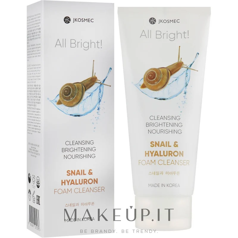 Jkosmec All Bright Schiuma Detergente Bava di Lumaca Acido Ialuronico 180ml — Schiuma detergente