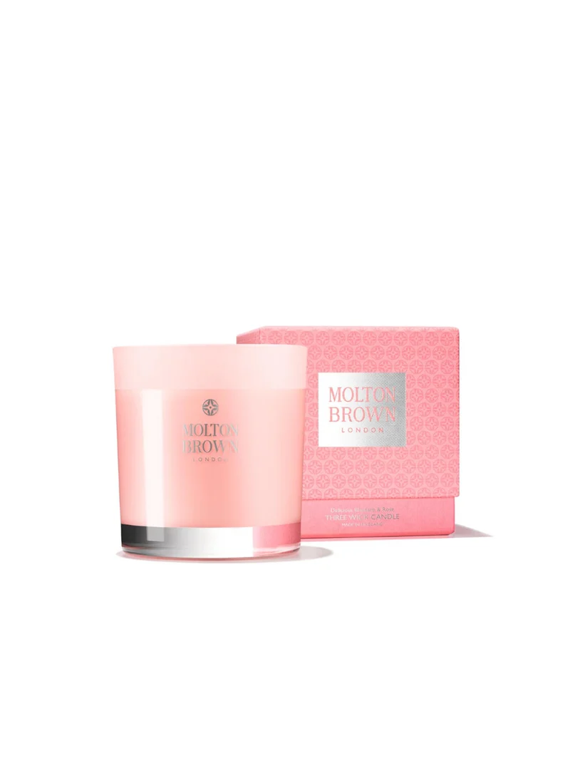 Rhubarb&Rose Candela profumata a 3 stoppinI