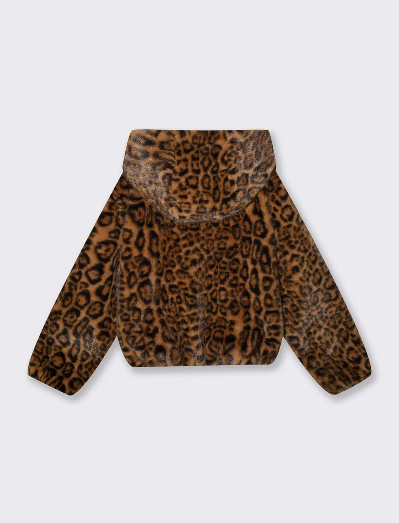 Bomber ecopelliccia con cappuccio e zip - var 1
