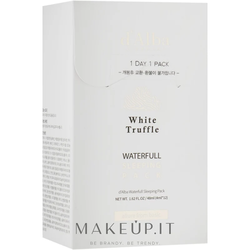 D'alba Waterfull Vegan Sleeping Pack Maschera Notte Idratante 12x4ml — Maschera notte viso