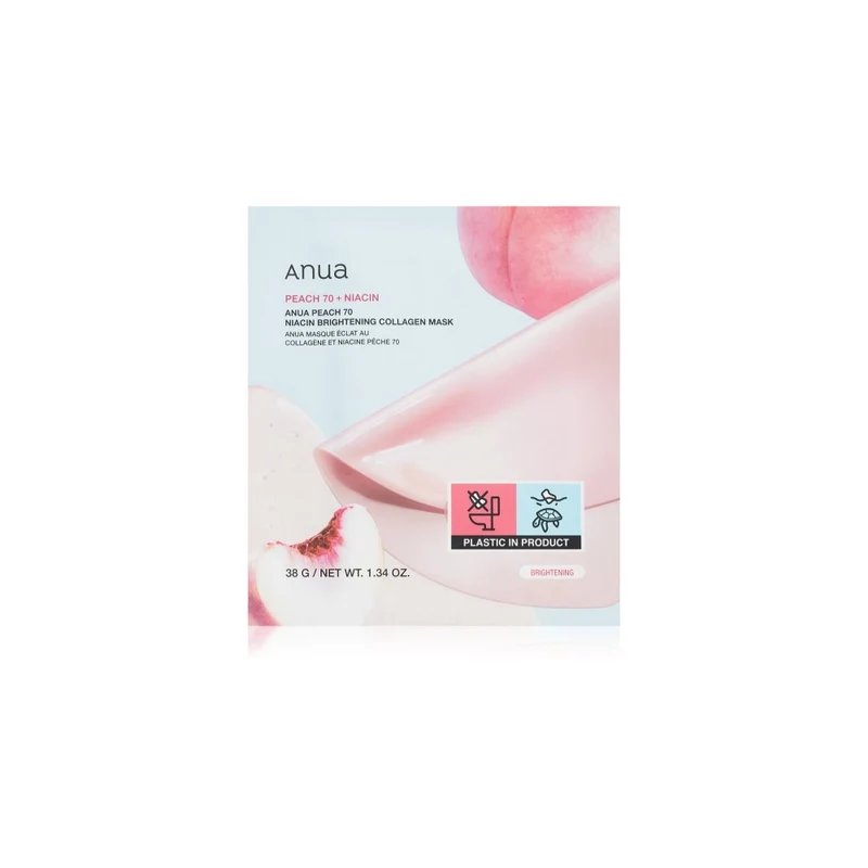 Anua Peach 70 Niacin Collagene Illuminante 38 g — Maschera in Tessuto