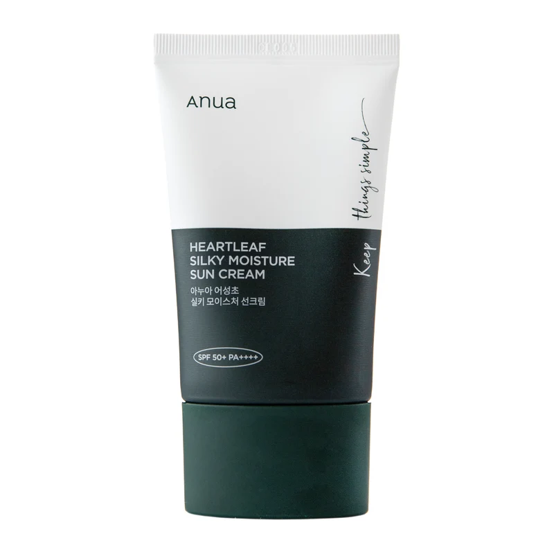 Anua Heartleaf Silky Idratante Protezione Solare SPF50+ 50ml — Crema solare viso