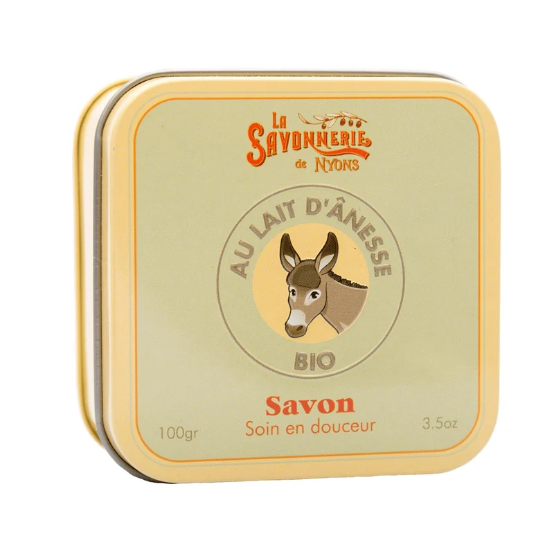 La Savonnerie de Nyons Scatola di metallo e sapone al latte d'asina biologico 100 g