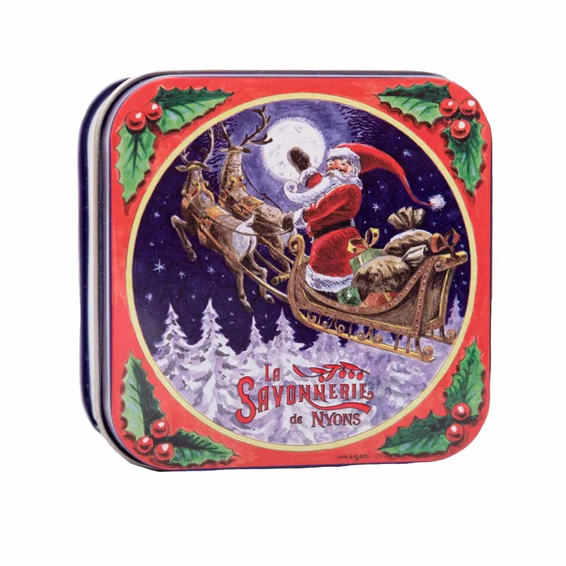 La Savonnerie de Nyons NATALE Scatola di metallo "La slitta" e sapone 100 g