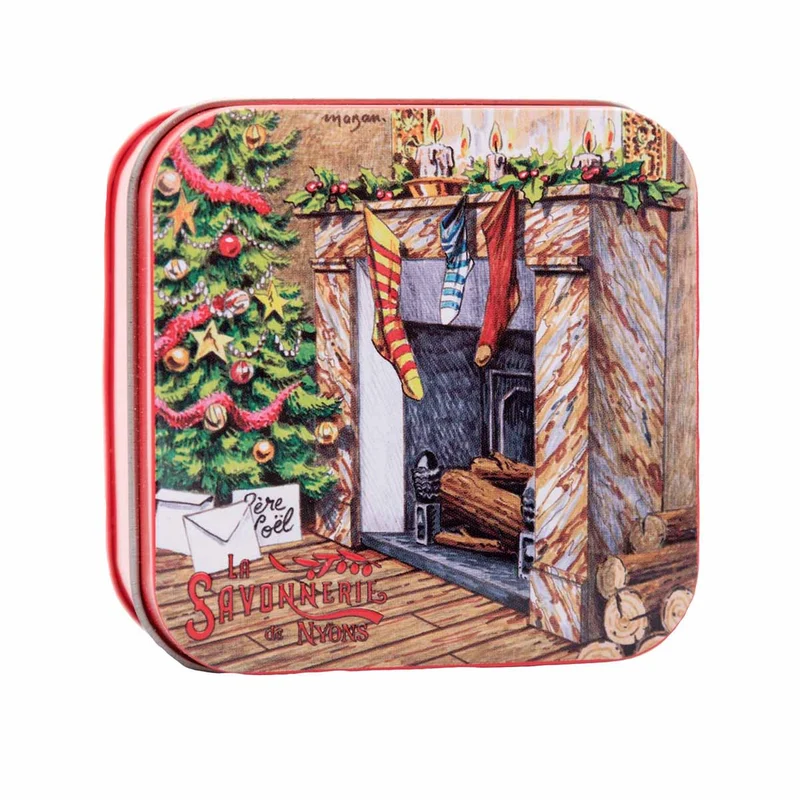 La Savonnerie de Nyons NATALE Scatola di metallo 1 "Il camino" e sapone 100 g