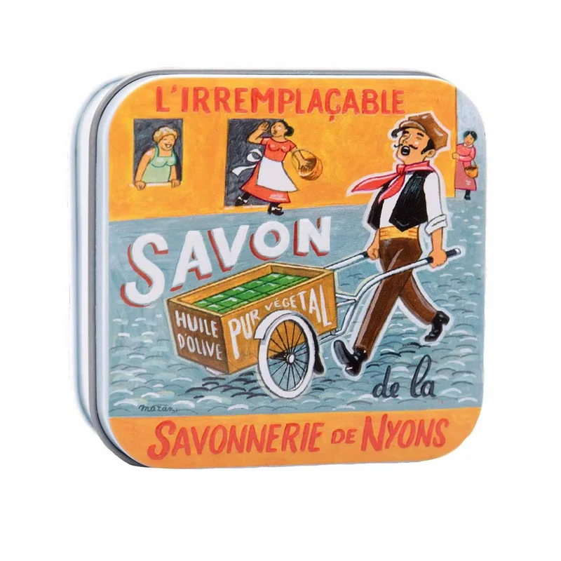 La Savonnerie de Nyons Scatola di metallo e sapone "mercante" 100g