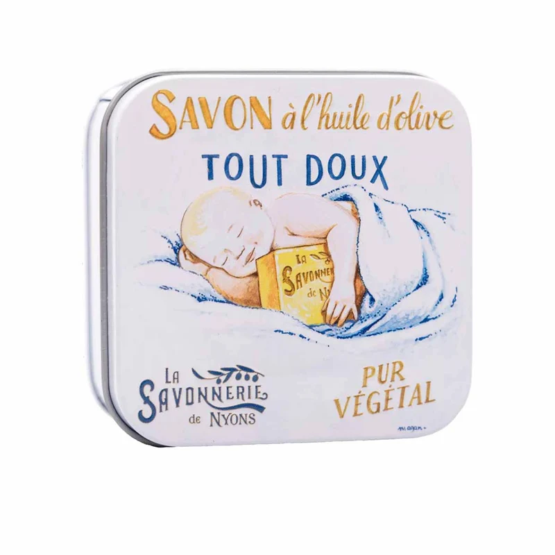 La Savonnerie di Nyons Scatola di metallo "Tout Doux" sapone da 100 g