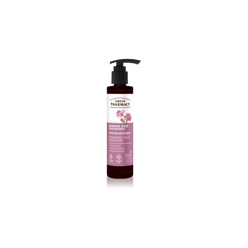 Green Pharmacy Damask Rose & Ceramides Emulsione detergente per il viso 150 ml — Detergente