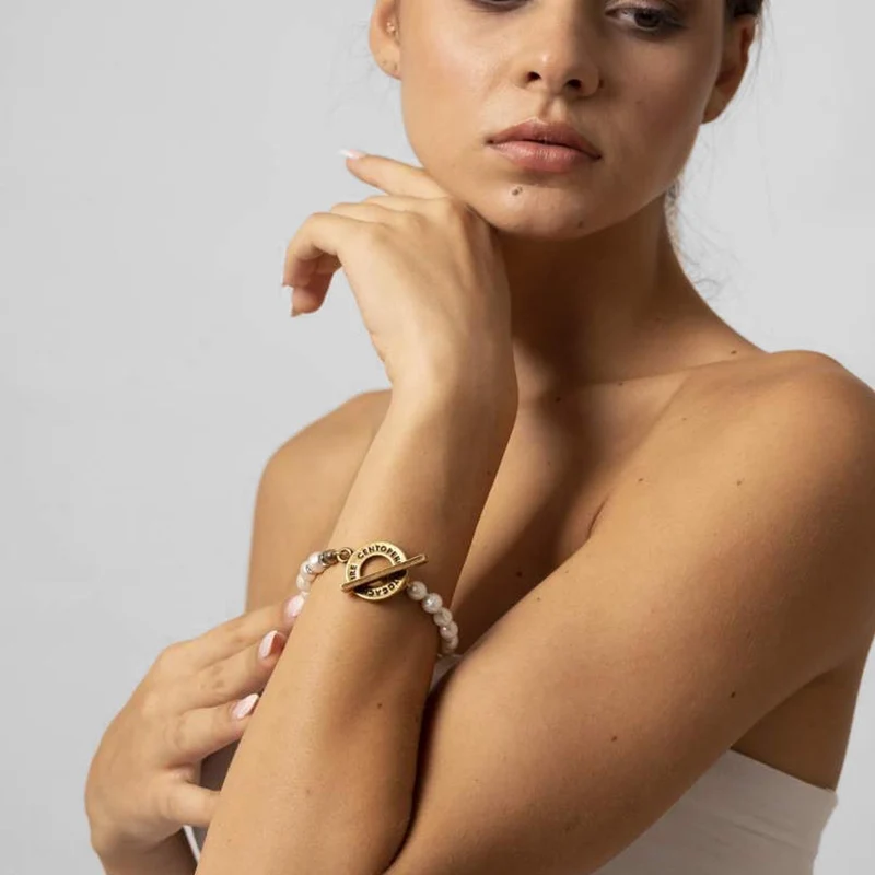 CENTOPERCENTO CACHEMIRE Bracciale con perla bianca