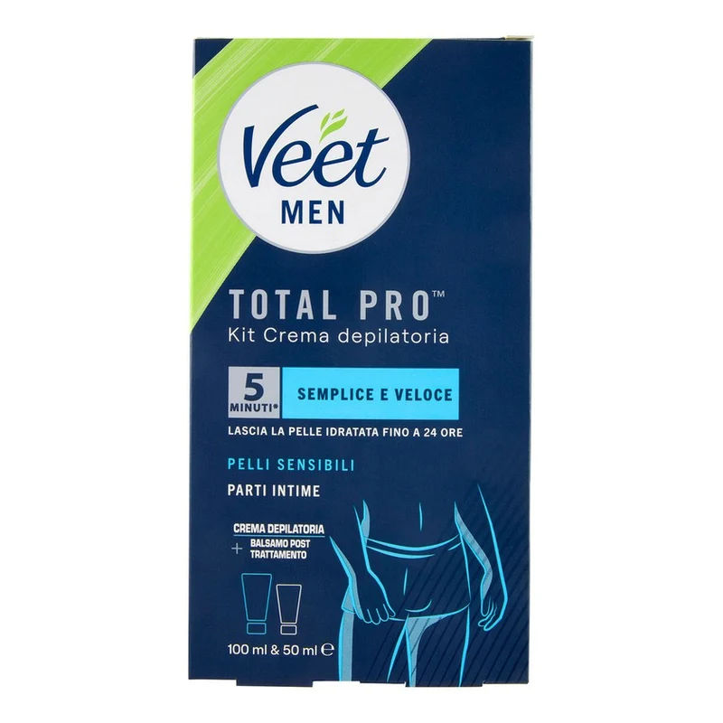 Veet Men Kit Depilazione Intima Pelle Sensibile Crema 100 ml + Balsamo 50 ml — Crema Depilatoria