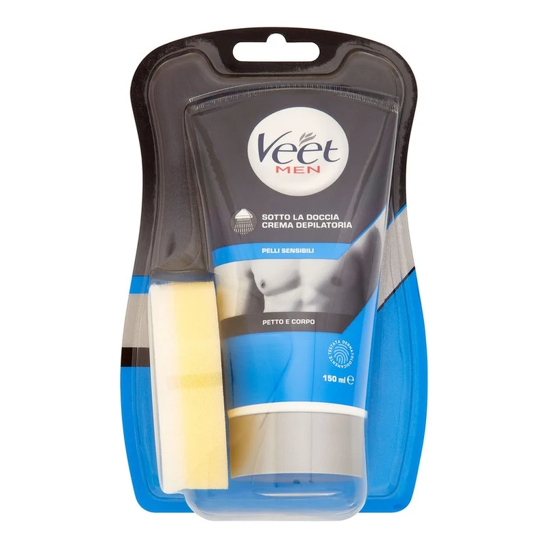 Veet Men Crema Depilatoria Sotto La Doccia Petto E Corpo Pelli Sensibili 150 ml — Crema depilatoria