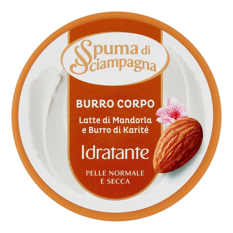 Spuma di sciampagna Burro Corpo Latte Di Mandorla E Burro Di Karité 200ml — Crema corpo
