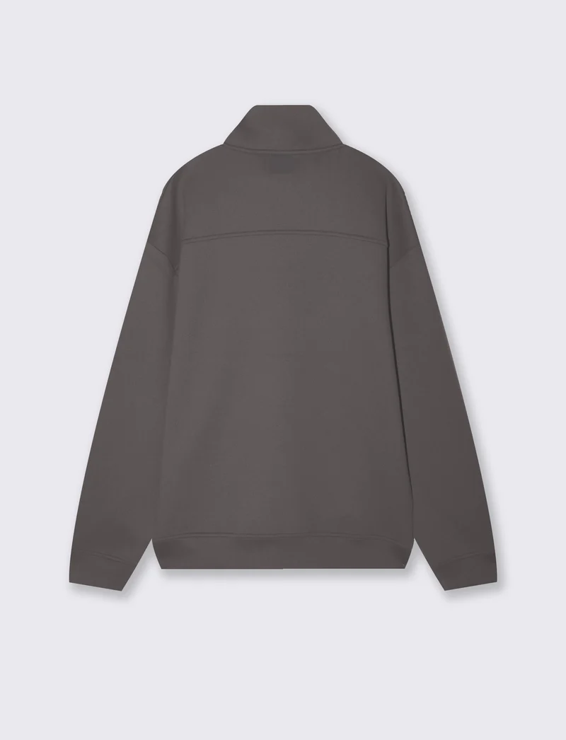 Felpa lupetto zip soft touch relaxed fit - Grigio
