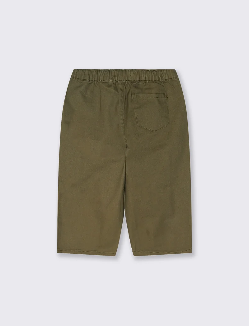 Pantaloni ampi in twill con coulisse - Verde