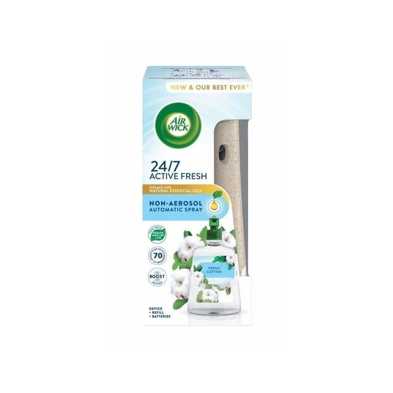 Air Wick Active Fresh Fresh Cotton Deodorante Automatico con Ricarica 228 ml — Deodorante Ambiente