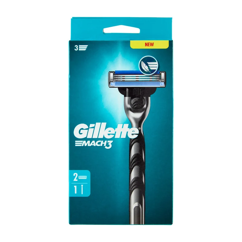 Gillette Mach3 Rasoio 3 Lame 1 Manico + 2 Lamette — Rasoio uomo