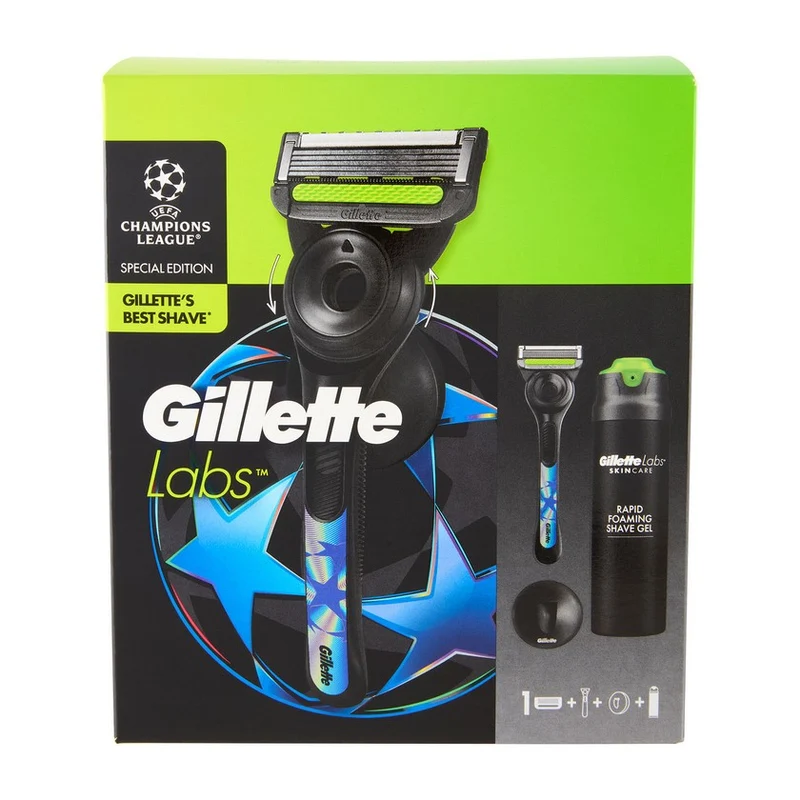 Gillette Labs UEFA Champions League Rasoio + Lametta + Gel da Barba 198 ml — Rasoio Uomo