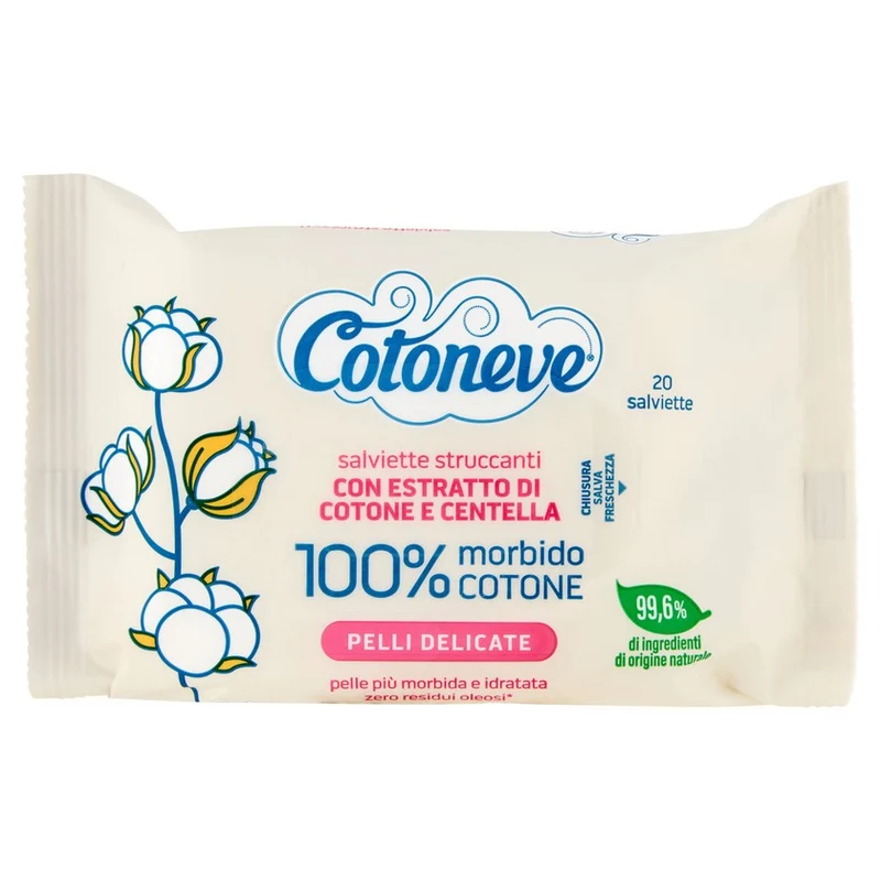 Cotoneve Salviette Struccanti Cotone e Centella Pelli Delicate 20 pz — Salviette Struccanti