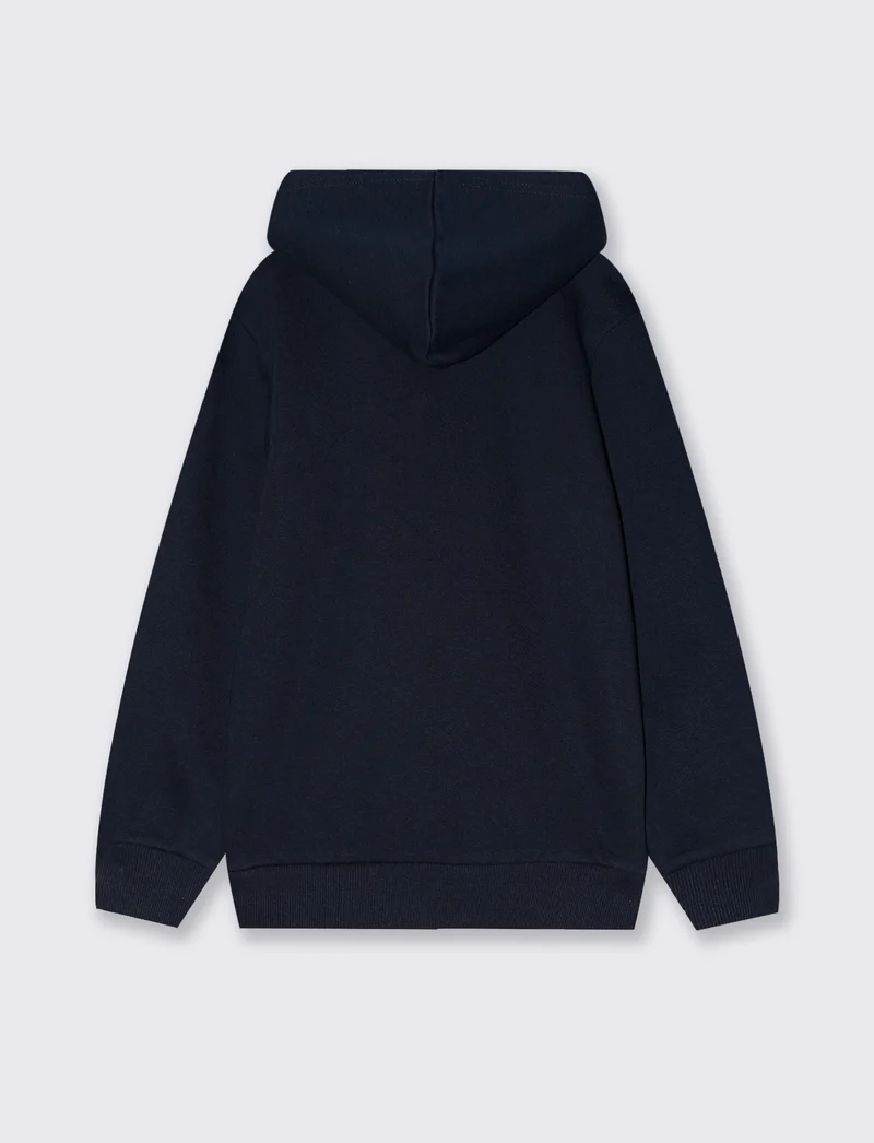 Felpa con cappuccio e maxi stampa stilosa - Blu