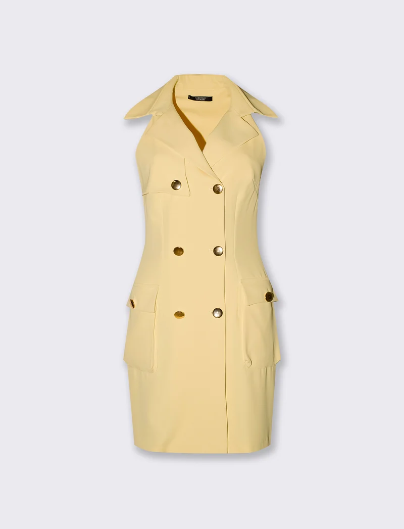Vestito mini a portafoglio doppiopetto donna - Giallo