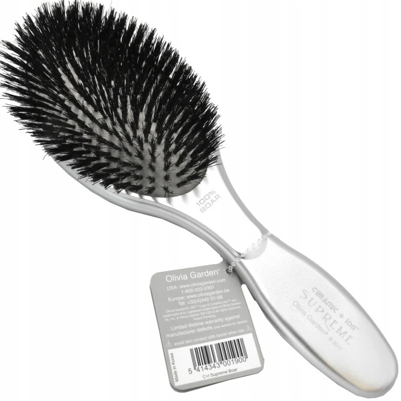 Olivia Garden Supreme Spazzola con setole in ceramica 100% cinghiale — Spazzola per capelli