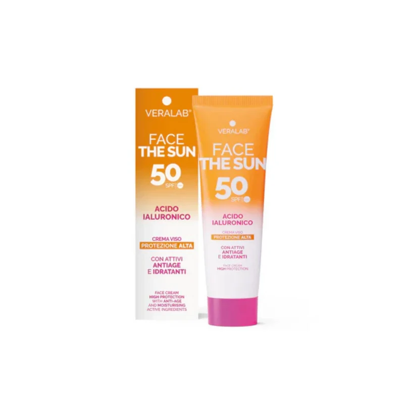 Veralab Face The Sun Crema Viso SPF 50 Acido Ialuronico 50 ml — Crema solare