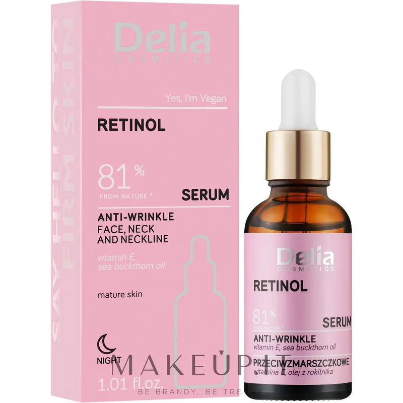 Delia cosmetics Retinol Siero antirughe viso, collo e décolleté 30 ml — Siero viso