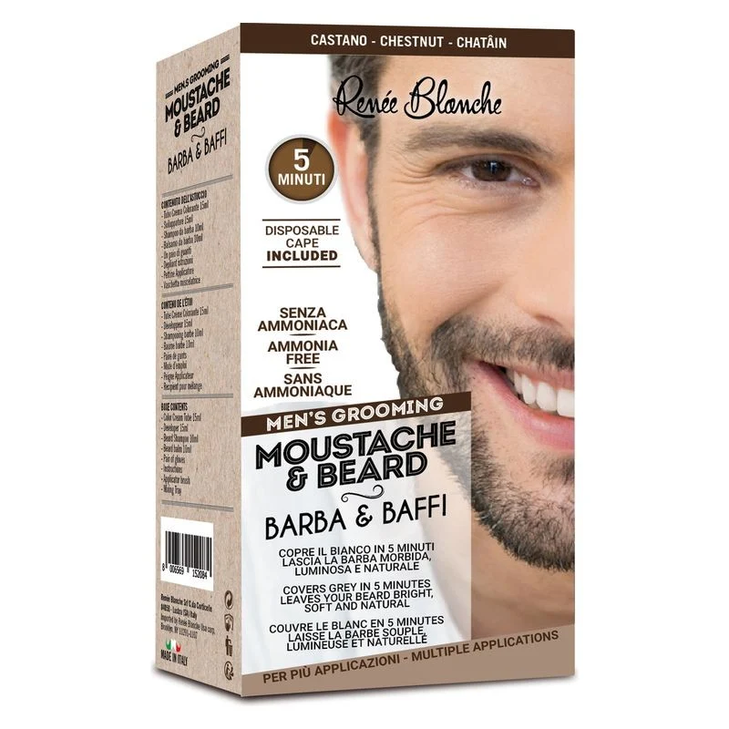 Renée Blanche Men's Grooming Moustache & Beard Castano — Colorante barba