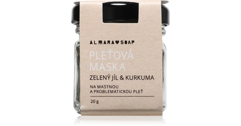 Almara Soap Green Clay & Turmeric Maschera Detergente Viso Pelli Grasse 20 g — Maschera Detergente