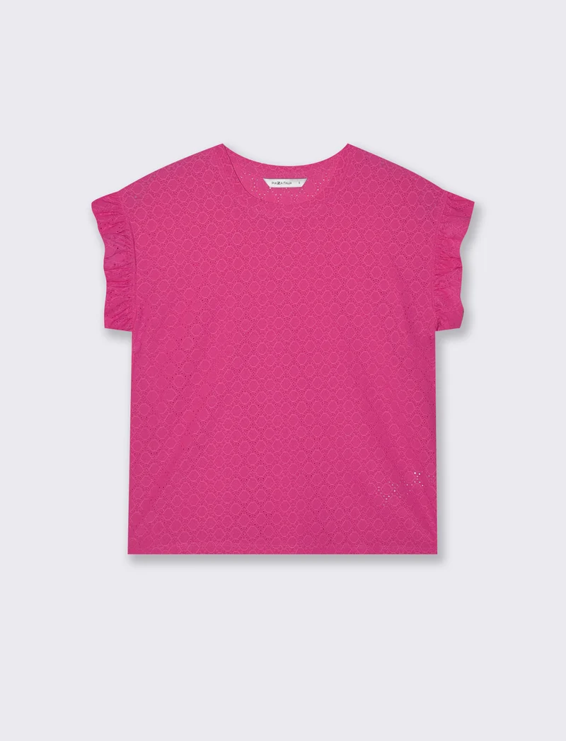 Top Rouches con Girocollo e Maniche - Fuxia