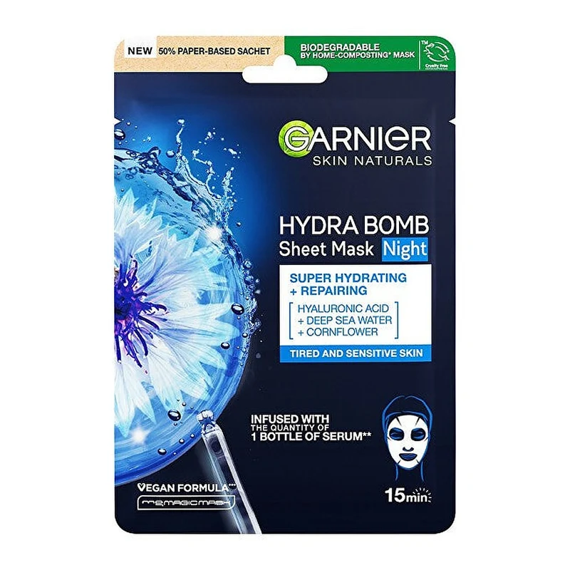 Garnier Moisture Bomb Night-Time 28 g — Maschera Viso in Tessuto